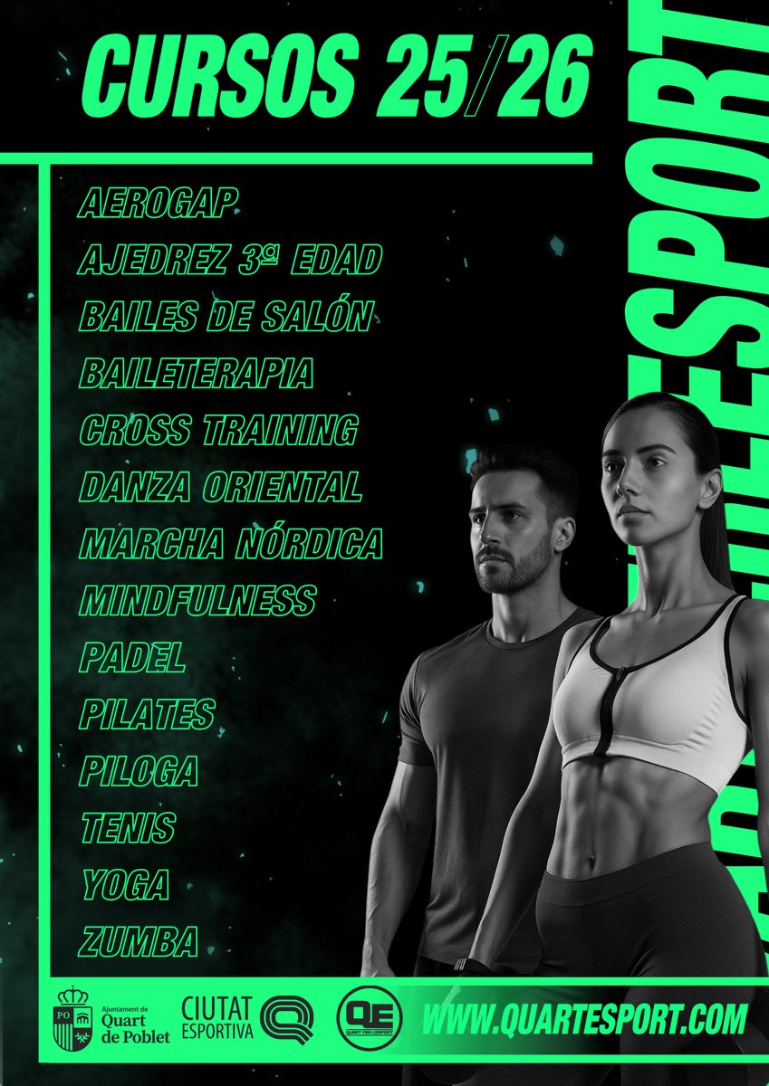 💪 Si te gusta la actividad física y quieres disfrutar con una de nuestras actividades, no dudes en apuntarte, ¡no te arrepentirás! 😄

📅 Nuevas inscripciones a partir del 16 de septiembre.

🔗 quartesport.com