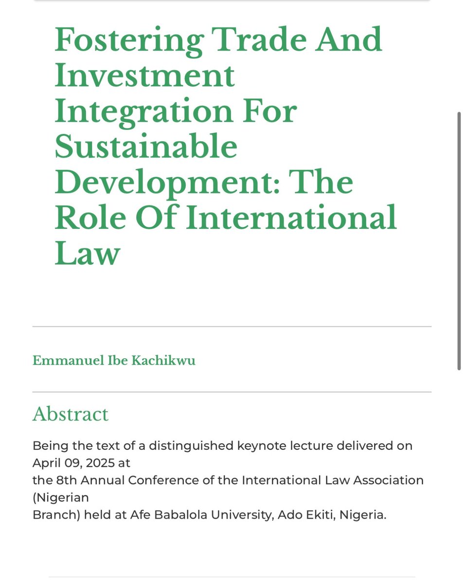 JSDLP Afe Babalola University (@jsdlpa) on Twitter photo Read the text of the distinguished keynote lecture delivered on April 09, 2025 by Prof. <a href="/IbeKachikwu/">Emmanuel Ibe Kachikwu</a> at the 8th Annual Conference of the <a href="/Nigeria_ILA/">ILA NIGERIA</a> held at Afe Babalola University, Ado Ekiti, Nigeria <a href="/Abuad_Uni/">Afe Babalola University</a>
ajol.info/index.php/jsdlโฆ Read the text of the distinguished keynote lecture delivered on April 09, 2025 by Prof. <a href="/IbeKachikwu/">Emmanuel Ibe Kachikwu</a> at the 8th Annual Conference of the <a href="/Nigeria_ILA/">ILA NIGERIA</a> held at Afe Babalola University, Ado Ekiti, Nigeria <a href="/Abuad_Uni/">Afe Babalola University</a>
ajol.info/index.php/jsdlโฆ