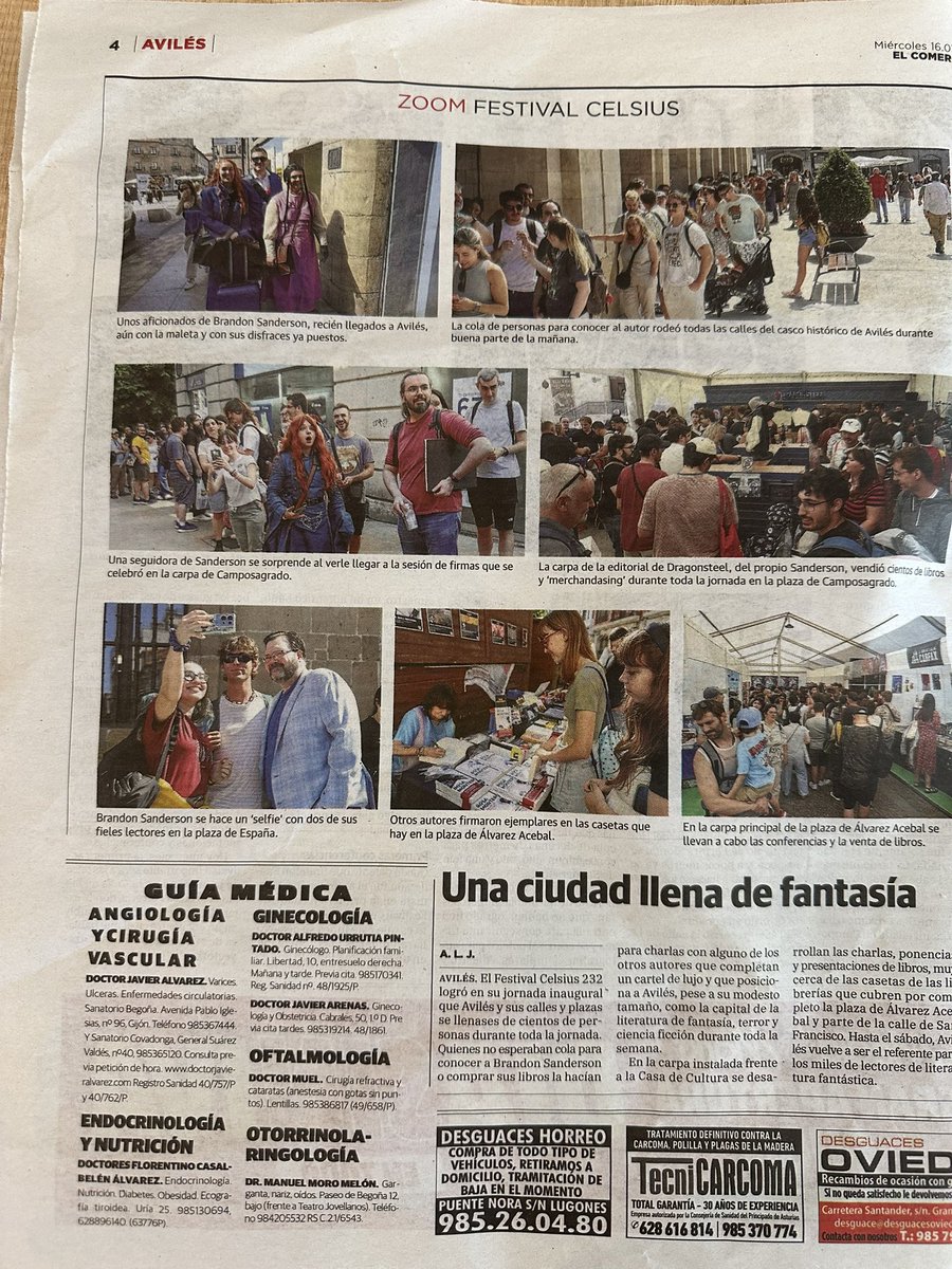 Ni una, ni dos, sino tres páginas y portada dedican hoy en La Voz de Avilés al #celsius2025 ¡Gracias!