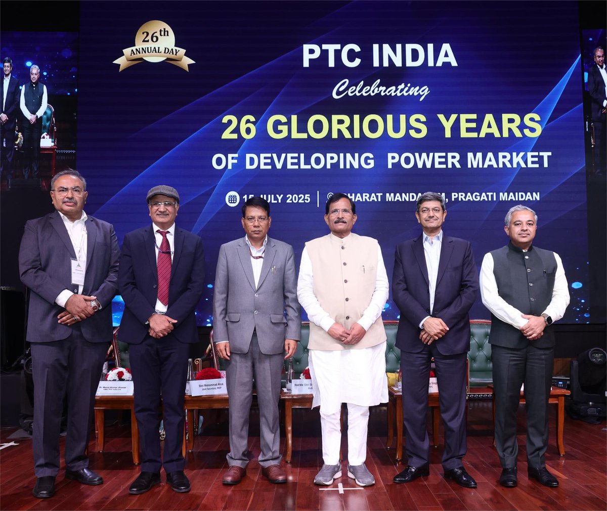 <a href="/ptc_indialtd/">PTC India Ltd</a> PTC India proudly celebrated its 26th Annual Day at Bharat Mandapam under the theme “Energy with Environment” — reflecting unwavering commitment to a greener, sustainable future. @shripadyniaik Hon’ble Minister of State, Shri Mohammad Afzal, JS(MoP), <a href="/CMDNTPC/">CMD-NTPC</a>