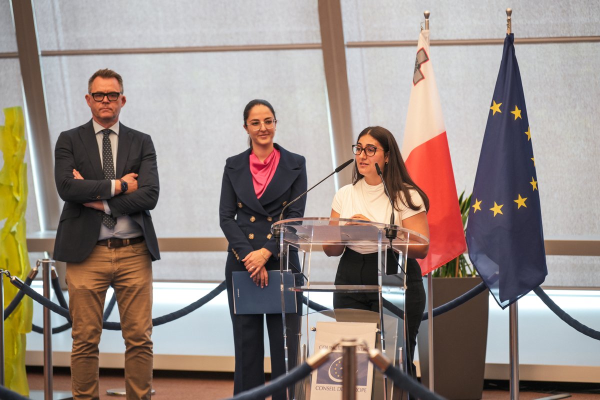 MaltaCoE's tweet image. Addressing the @CoE #YouthPeaceCamp participants, 🇲🇹 Amb. @FrancescaCV_MT, @CoeGruden & @KNZMalta president @Cherise_Sultana underlined the shared commitment to peacebuilding, genuine intergenerational dialogue & youth-inclusive governance.
#MTCoE2025 #YouthForDemocracy