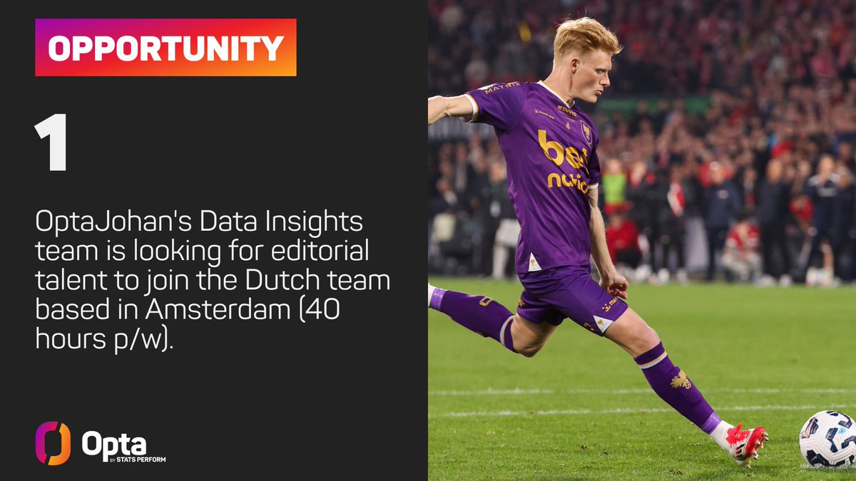 OptaJohan's tweet image. 1 - OptaJohan's Data Insights team is looking for editorial talent to join the Dutch team based in Amsterdam (40 hours p/w). Opportunity.
eobe.fa.em2.oraclecloud.com/hcmUI/Candidat…
