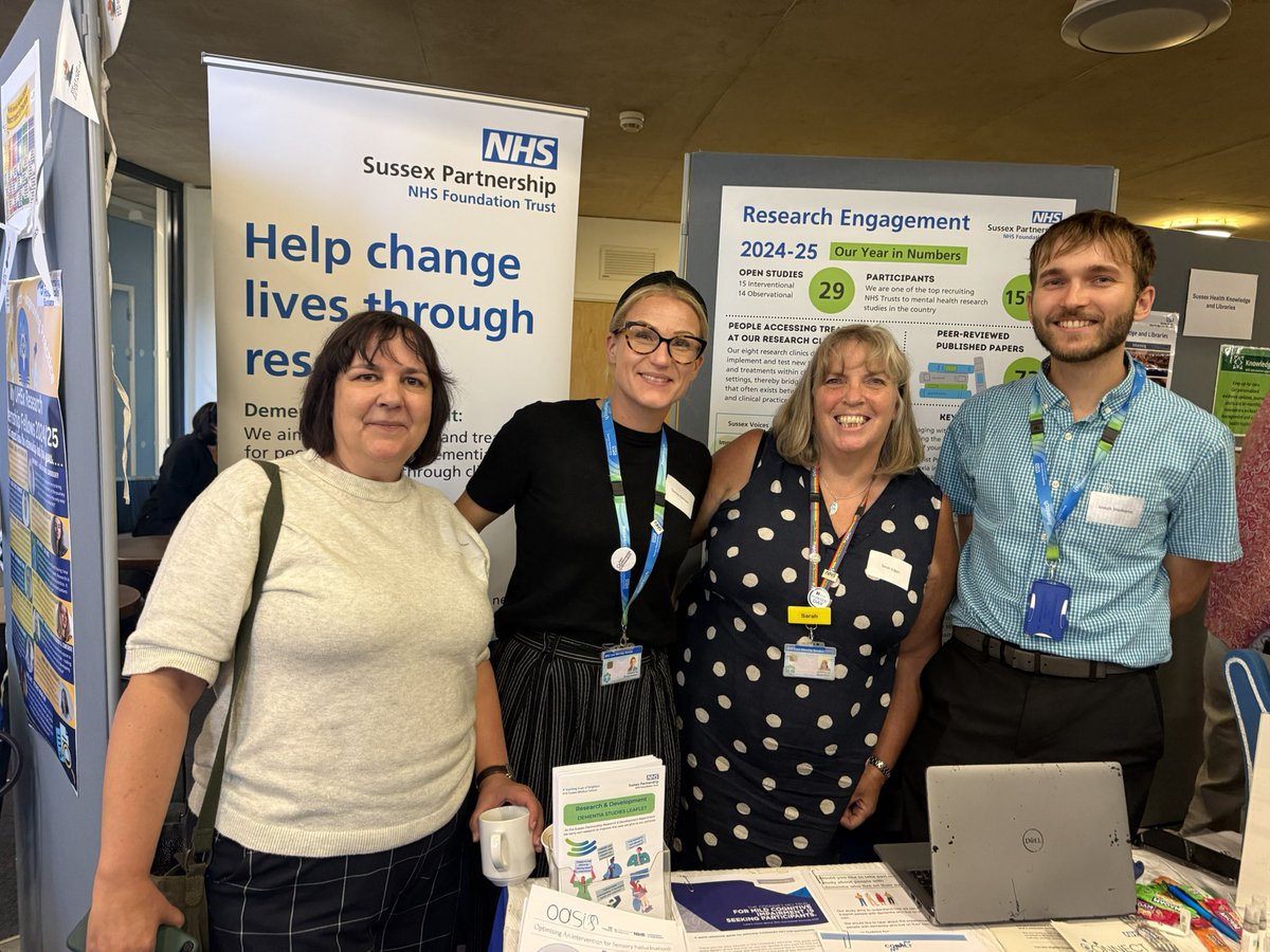 The research team out in force today <a href="/sussex_hrp/">Sussex Health and Care Research Partnership</a> conference and having fun chatting to <a href="/SPFT_NHS/">Sussex Partnership</a> staff &amp; partners, with inspiring talks from Hannah Denton and Nik Nikolic about their journeys to getting funded research- make connections, follow your passion and never give up!