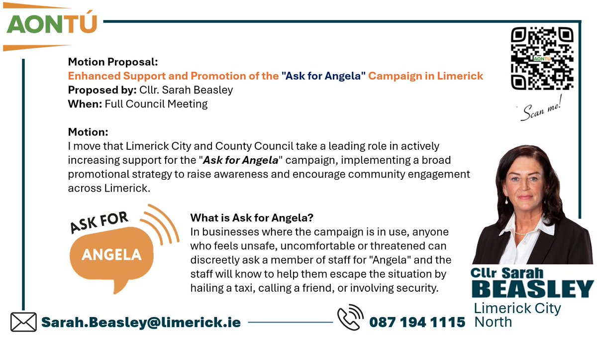 AontuL's tweet image. 🗣️ Ask for Angela 🗣️
Absolutely delighted that my motion to promote the 'Ask for Angela' campaign was passed at the Full Council Meeting.
The Ask for Angela campaign is an initiative designed to help victims of sexual harassment and assault safely seek assistance in public…