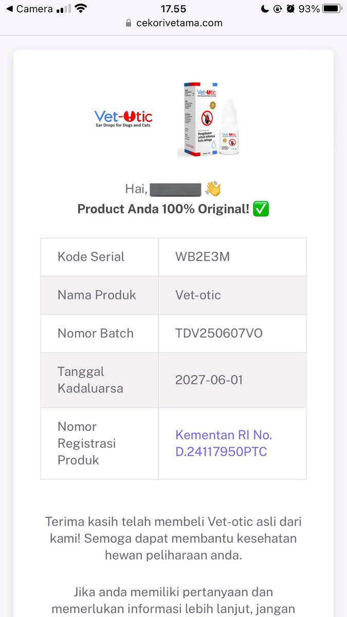 Halo pawrents!🐾

Adakah yang mau gantiin Vet Otic punyaku? Aku belinya double, kirain satunya MectiVar🥲💔

New, masih segel, original, dan bisa scan barcode. Aku jual Rp. 35,000 aja ya bisa via shopee biar bisa freeong.

🏷 wts jual vet otic kucing obat tetes telinga