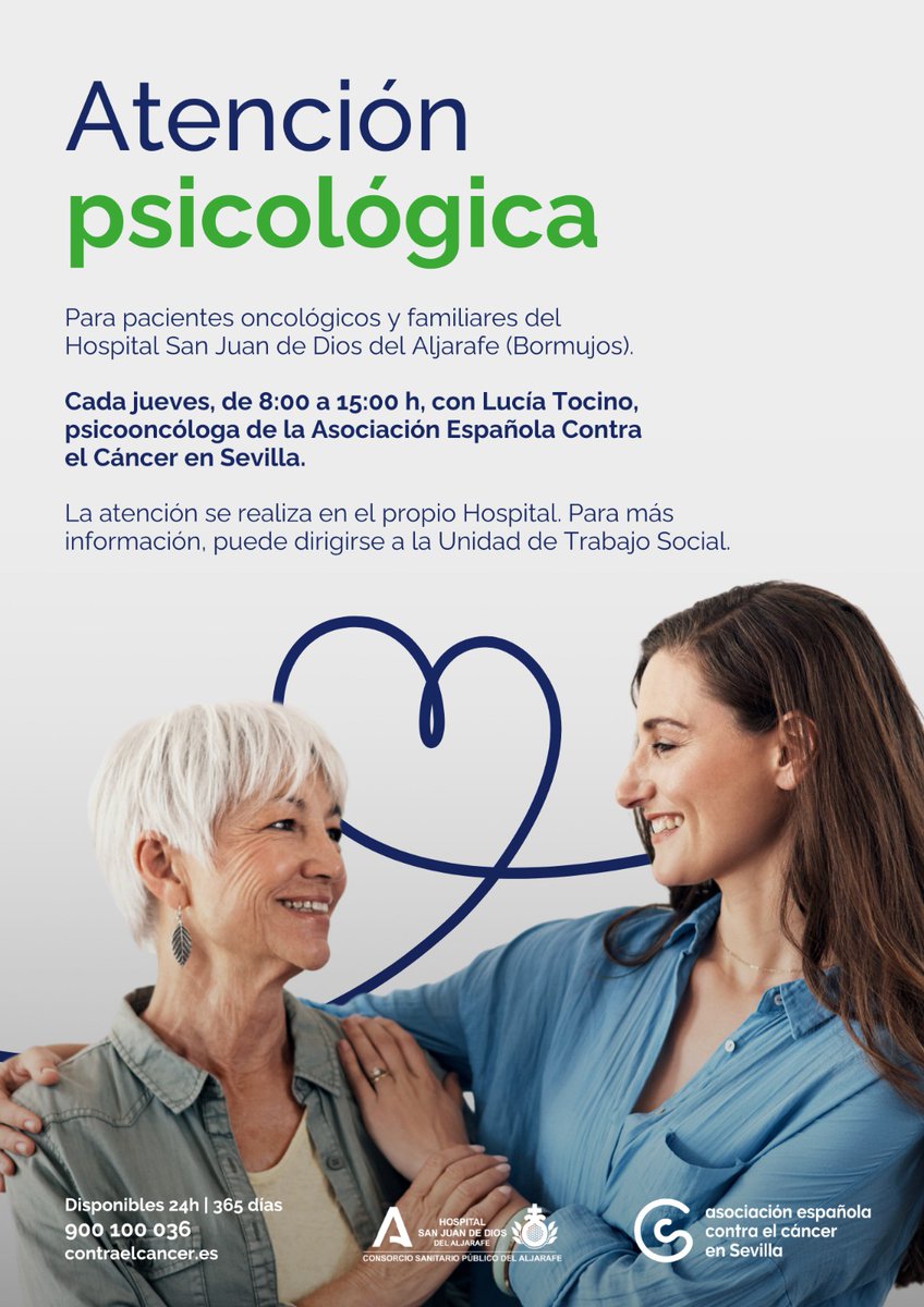 Hospital San Juan de Dios del Aljarafe (@hsjd_aljarafe) on Twitter photo 🩺💚 Cuidar el bienestar integral de las personas con #cáncer es fundamental para afrontar el tratamiento y el proceso de la enfermedad. En el @hsjd_aljarafe cada jueves pueden contar con atención psicológica especializada de la mano de <a href="/ContraCancerSEV/">Asociación Española Contra el Cáncer en Sevilla</a>
#Oncología #Piscooncología 🩺💚 Cuidar el bienestar integral de las personas con #cáncer es fundamental para afrontar el tratamiento y el proceso de la enfermedad. En el @hsjd_aljarafe cada jueves pueden contar con atención psicológica especializada de la mano de <a href="/ContraCancerSEV/">Asociación Española Contra el Cáncer en Sevilla</a>
#Oncología #Piscooncología