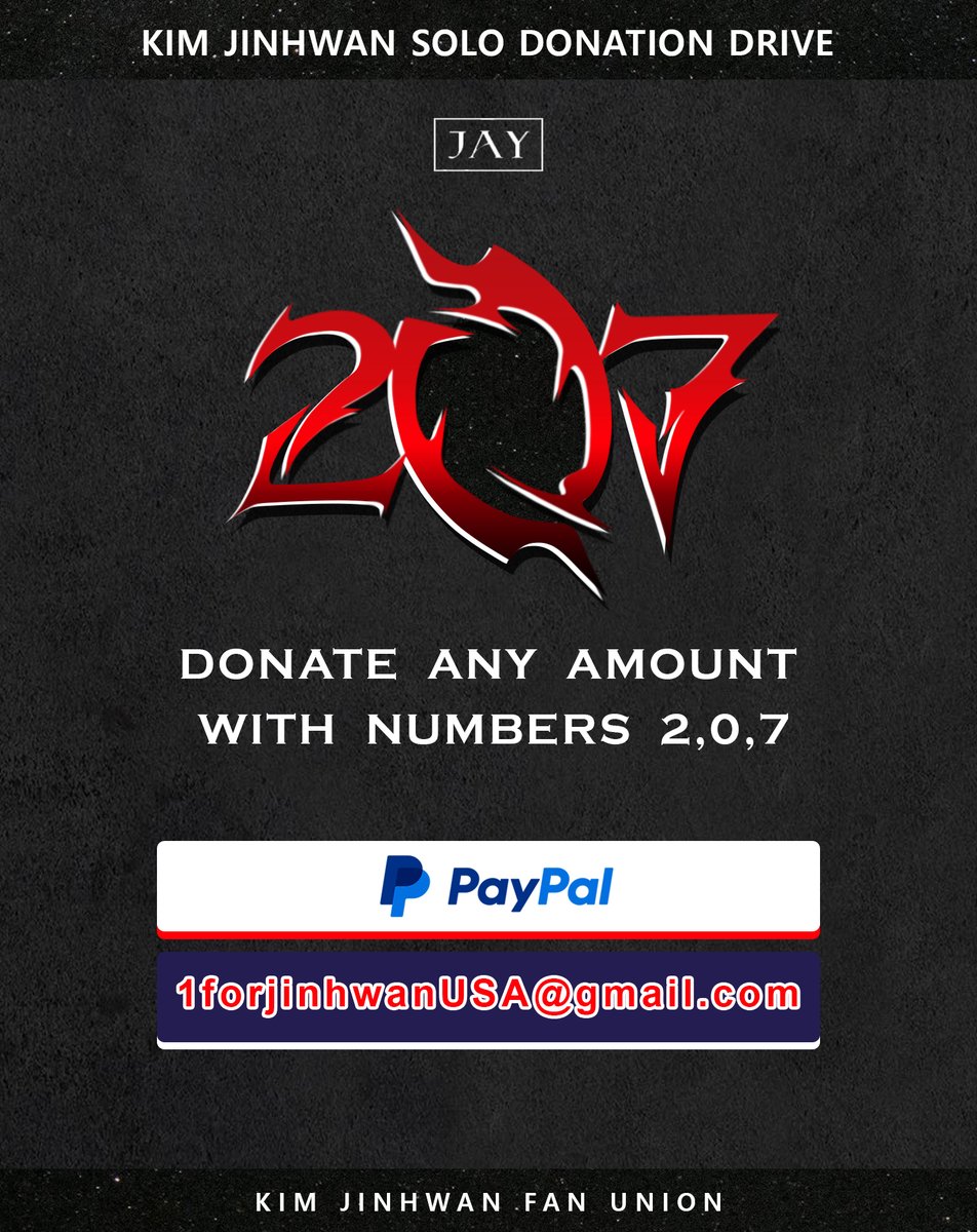 HWANtopia's tweet image. Kim Jinhwan Solo Donation Drive
❤️🔥JAY (김진환) ‘207’❤️🔥
Donate any amount with numbers 2, 0, 7
All funds will be used for digitals, passes and other promotional purposes. Any amount is appreciated❤️
#JAY_207
#김진환 #진환 #ジナン #JINHWAN #JAY
#아이콘 #iKON