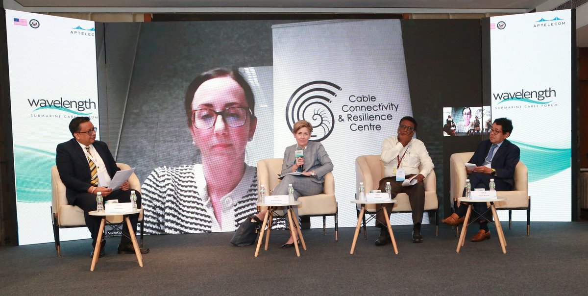 USAndIndia's tweet image. Subsea cables = strategic infrastructure. At the WAVES Submarine Cables Forum, A/DCM Schedlbauer joined Quad partners to discuss regulatory cooperation, secure permitting, and investment strategies for undersea cable infrastructure across the Indo-Pacific. As part of the…