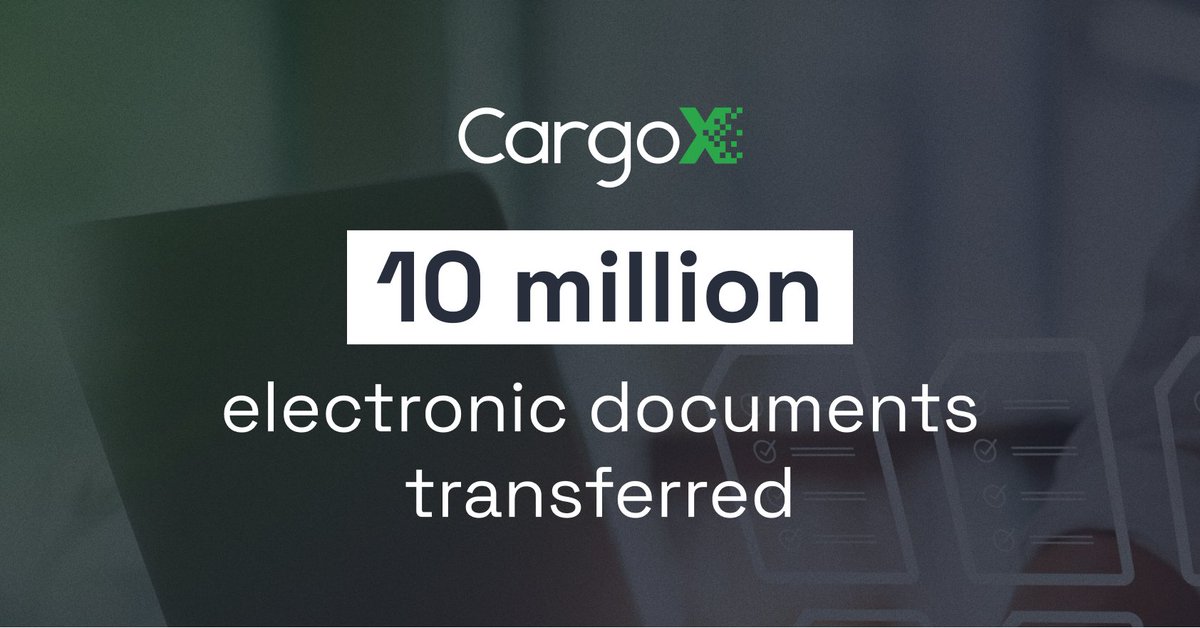 We have reached a major milestone of over 10,000,000+ trade documents successfully and securely transferred across our platform!

We would like to thank our users, partners and our team for making this possible.
#Cargox #DigitalTrade #PaperlessTrade #Blockchain #eBL