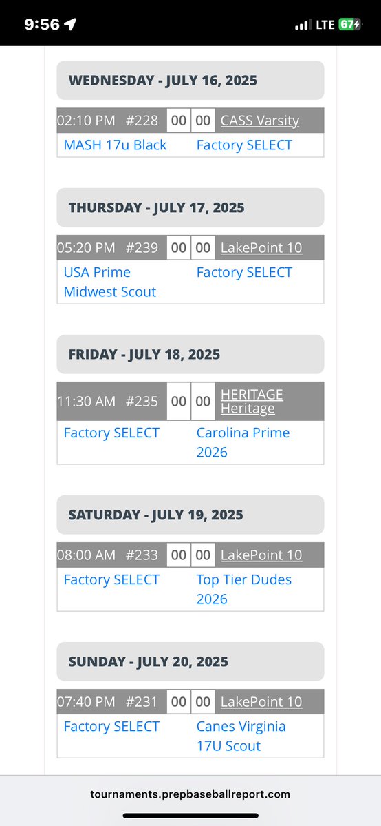 Matthew Lane (@matthewlane22) on Twitter photo Here’s my schedule for this week at the PBR National Championship at lakepoint. Hope to see you coaches!
<a href="/AveryFouts24/">Avery Fouts</a> <a href="/pbtscouting/">Prep Baseball Scouting</a> <a href="/PrepBaseballGA/">Prep Baseball Georgia</a> <a href="/PB_Uncommitted/">Prep Baseball Uncommitted</a> Here’s my schedule for this week at the PBR National Championship at lakepoint. Hope to see you coaches!
<a href="/AveryFouts24/">Avery Fouts</a> <a href="/pbtscouting/">Prep Baseball Scouting</a> <a href="/PrepBaseballGA/">Prep Baseball Georgia</a> <a href="/PB_Uncommitted/">Prep Baseball Uncommitted</a>