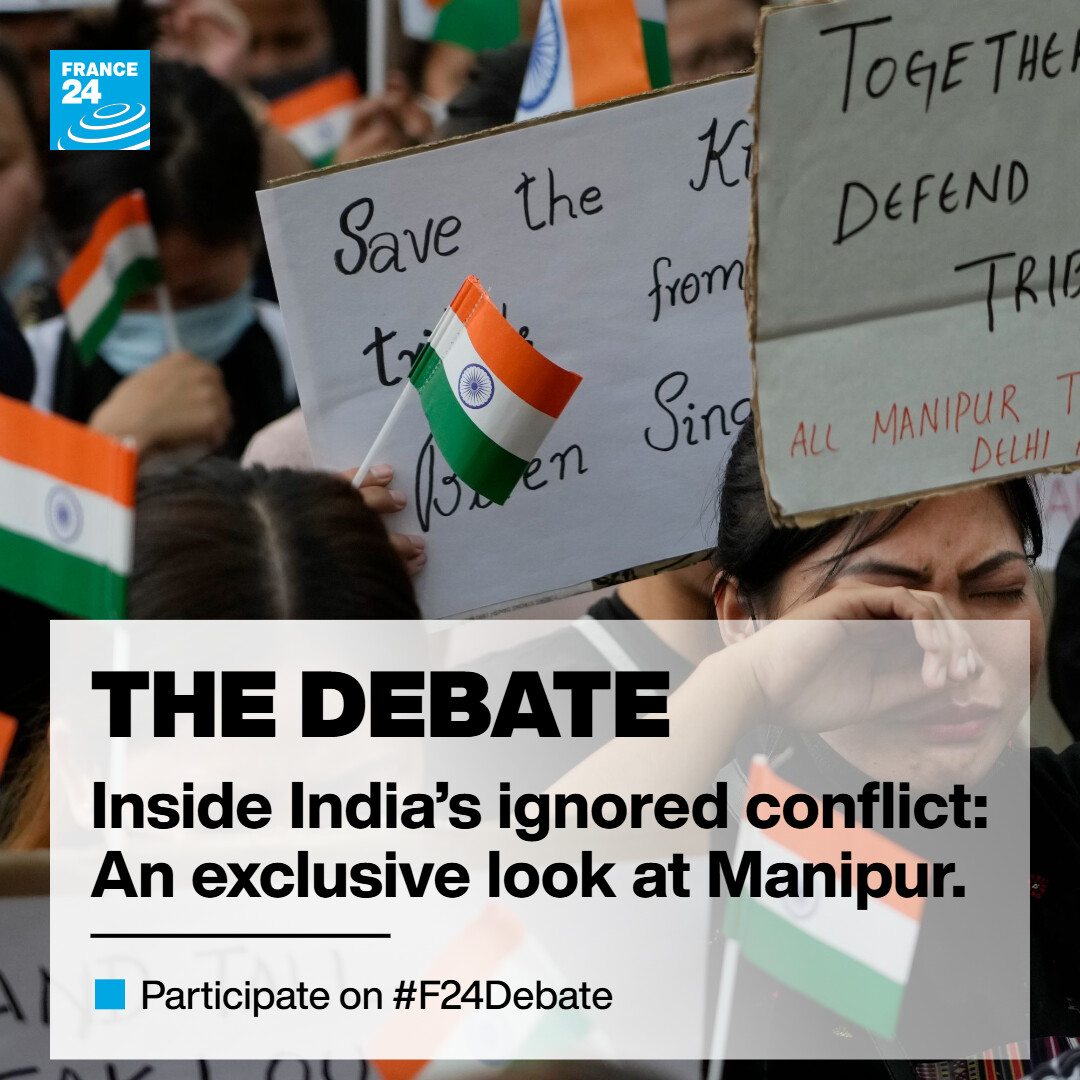 F24Debate's tweet image. 🔎Two years later, ethnic conflict still grips #India’s state of #Manipur, with more than 200 killed and over 60,000 displaced. What's happening?
🔔Tune in at 7.10PM Paris Time at france24.com/en/live with @FrancoisF24
➡️Your questions on #F24Debate
@France24_en