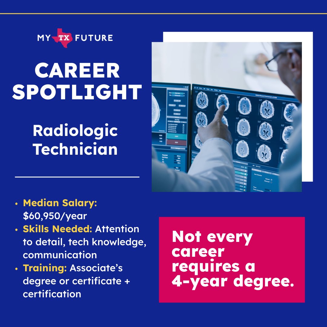 Introducing My Texas Future Career Spotlights, where we feature a few in-demand careers that don’t require a traditional four-year college degree—but still offer great pay, stability, and growth potential!🙌 Explore more with our Career Explorer: mytexasfuture.pulse.ly/j9rlyel2gn