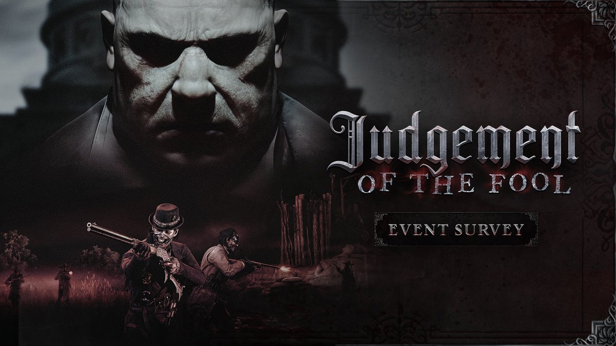 HuntShowdown's tweet image. We want to hear from you!
The Judgement of the Fool gameplay survey is now live—tell us what you liked, what you’d change, and help shape the future of Hunt.
The survey ends on July 23rd.
Your feedback matters: surveymonkey.com/r/SRQ8TR8