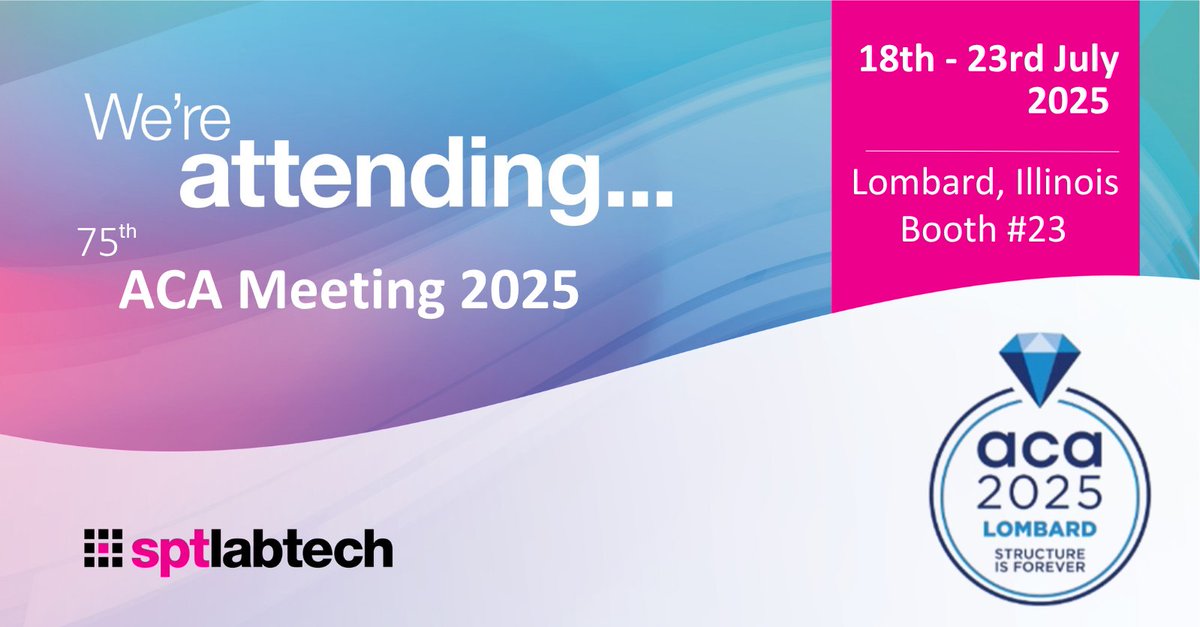 SPTLabtech's tweet image. Join us at the 75th ACA meeting!

Come and see how you can improve efficiency in your crystallization workflows with drop-setting from mosquito® and crystal condition optimization with dragonfly®

#ACA2025 #ProteinCrystallization #StructuralBiology #LabAutomation @ACAxtal
