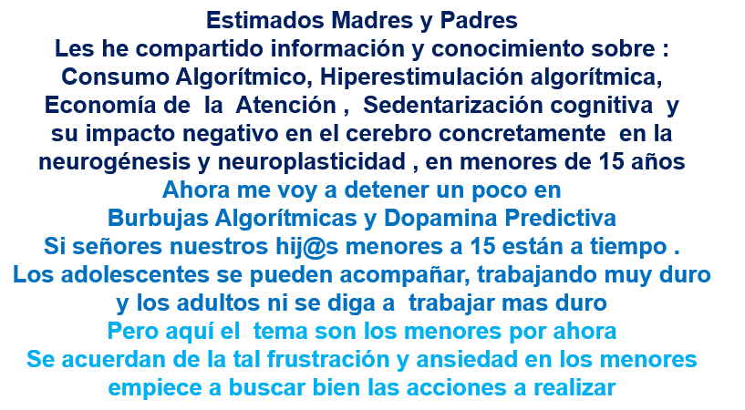 uldaricorape's tweet image. Algunos siguen asistiendo que el problema son las #Pantallas, #Internet y las #IAs. Madres/Padres saben que es : #Burbuja #Algorítmica y #Dopamina #Predictiva ? Pronto les contare para que ajusten sus #Modelos #Pedagógicos #Familiares , es el primer paso