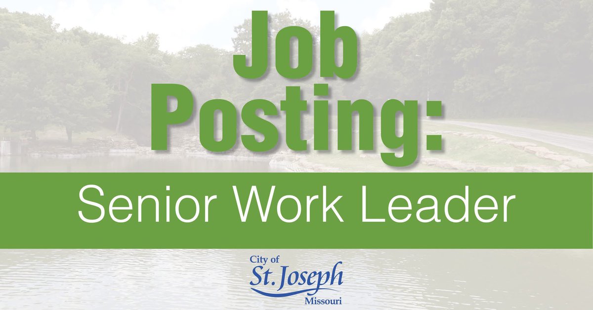 Looking for a new career opportunity? Would you like to work for the city of St. Joseph? Find the most recent job opportunities and apply online by visiting our website at bit.ly/STJMOJobPostin….