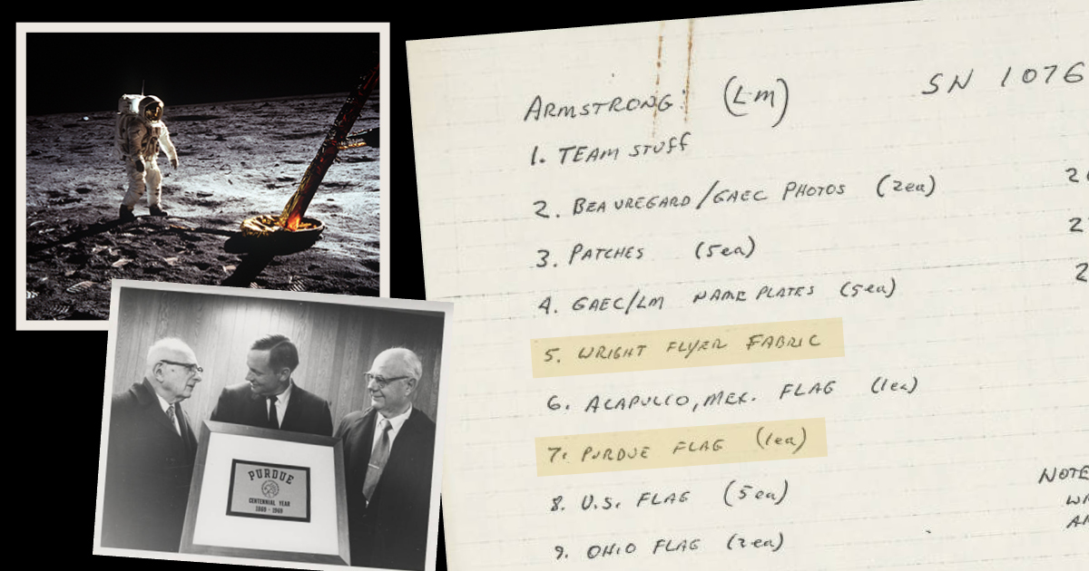 LifeAtPurdue's tweet image. What would you pack if you were traveling to space?
We recently learned Neil Armstrong’s answer to that question when his Apollo 11 Personal Preference Kit (PPK) manifest became available.
The full list is available at the Purdue Archives website. ⬇️ purdue.university/4528w9r
