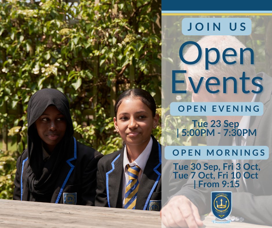 Your child’s future starts here.
From academic excellence to personal growth, Kingsbury High prepares students for life beyond school.
 
🎟 Register now: ticketsource.co.uk/kingsbury-high…
#SpectemurAgendo #KingsburyWay #OpenEvents2025