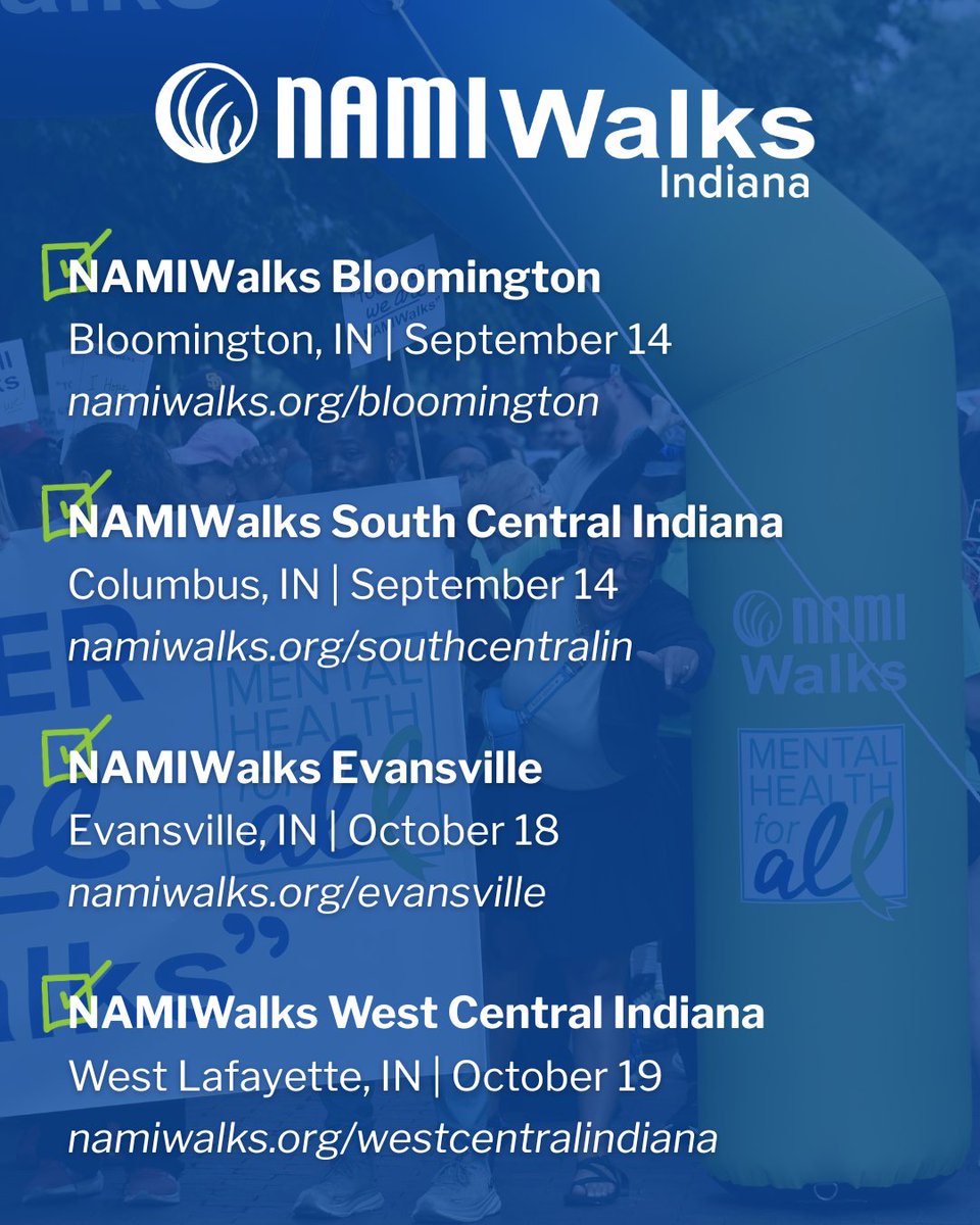 Step 1: Find the NAMIWalks Indiana affiliate event nearest to you.
Step 2: Rally your coworkers, friends, or family.
Step 3: Register your team and start raising awareness (and support!) for NAMI's free mental health programs in your community.