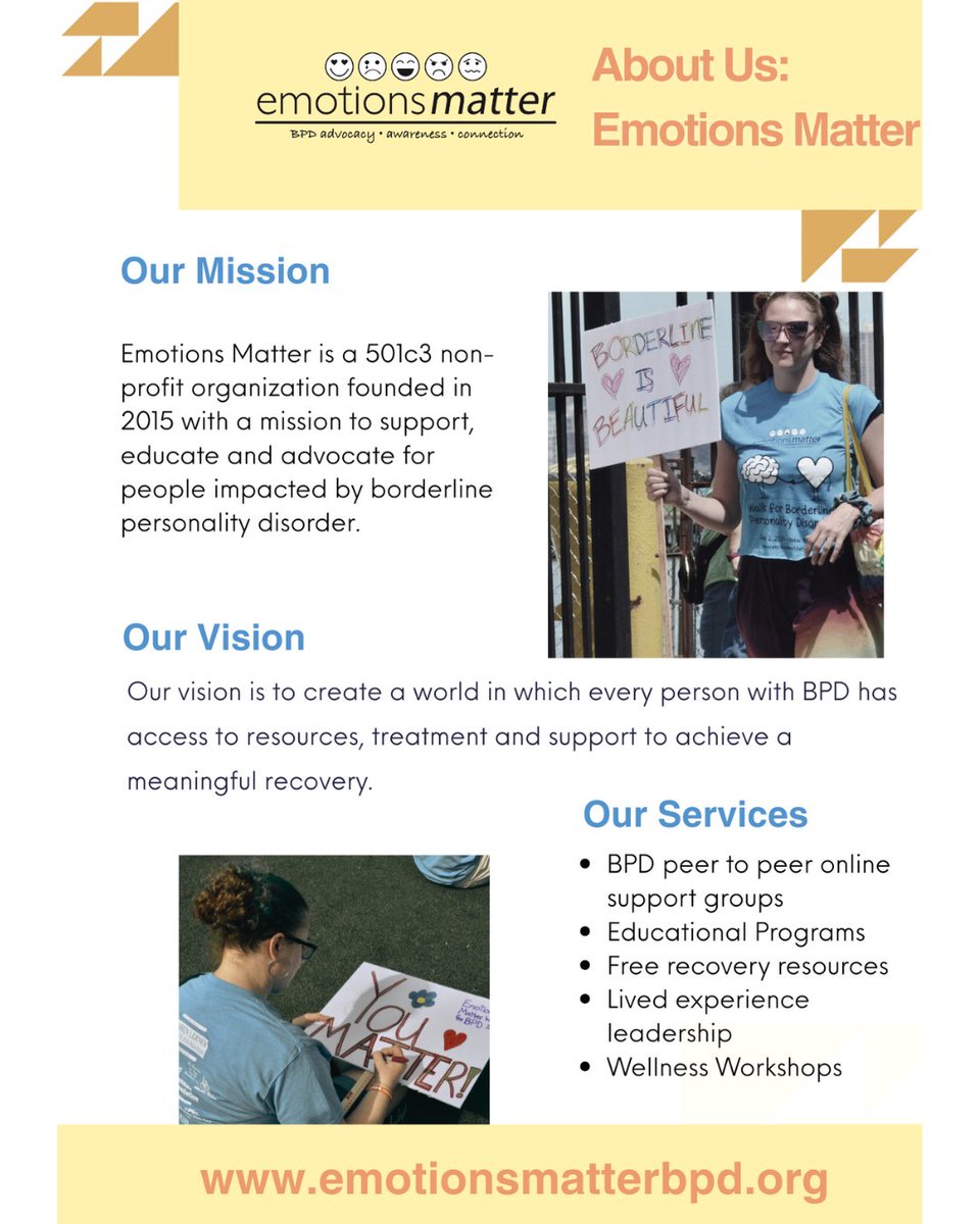 embpd's tweet image. Today's question in our BPD In Our Own Words series: How would you describe BPD to someone newly diagnosed? Feel free to respond based on your lived experience. For more info about BPD and its treatments, emotionsmatterbpd.org/publications #inourownwords #borderlinepersonalitydisorder