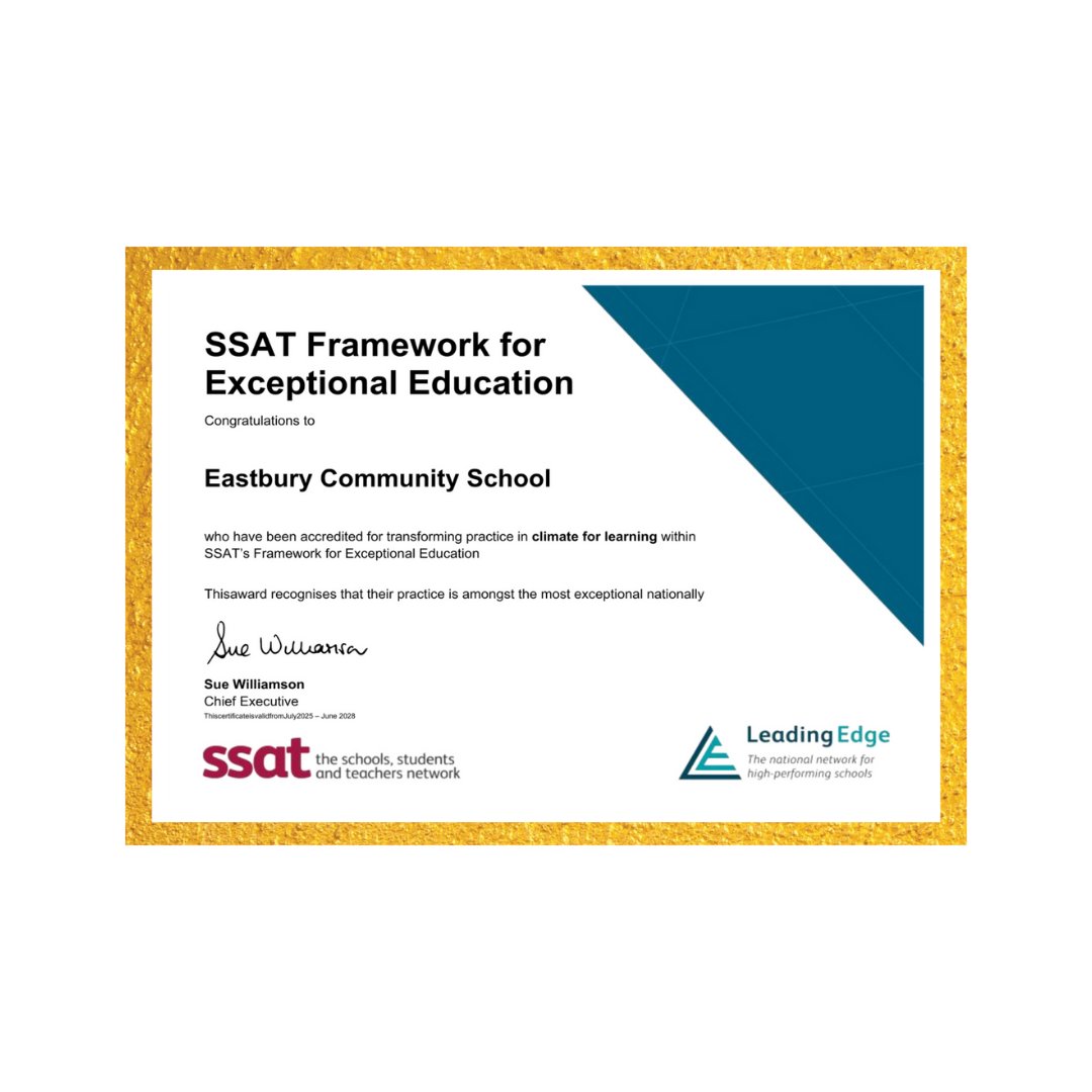 ssat's tweet image. Congratulations to @EastburySchool who have been accredited for transforming practice in climate for learning within SSAT’s Framework for Exceptional Education.
Find out more: ow.ly/l38L50Wltq0
#education #schoolsuk #excellence