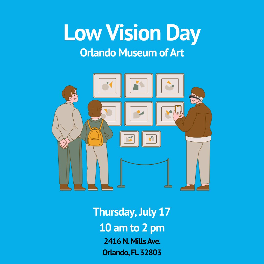 EXCITING EVENT TOMORROW! Join #eSight at the Orlando Museum of Art and experience art with enhanced vision.

Event Details - eSight &amp; OMA / Access for All Days
 
Join us on July 17, from 10 am to 2 pm.
 
Learn more: esighteyewear.com/oma 
 
#eSightGo #OMA #Orlando #LowVision