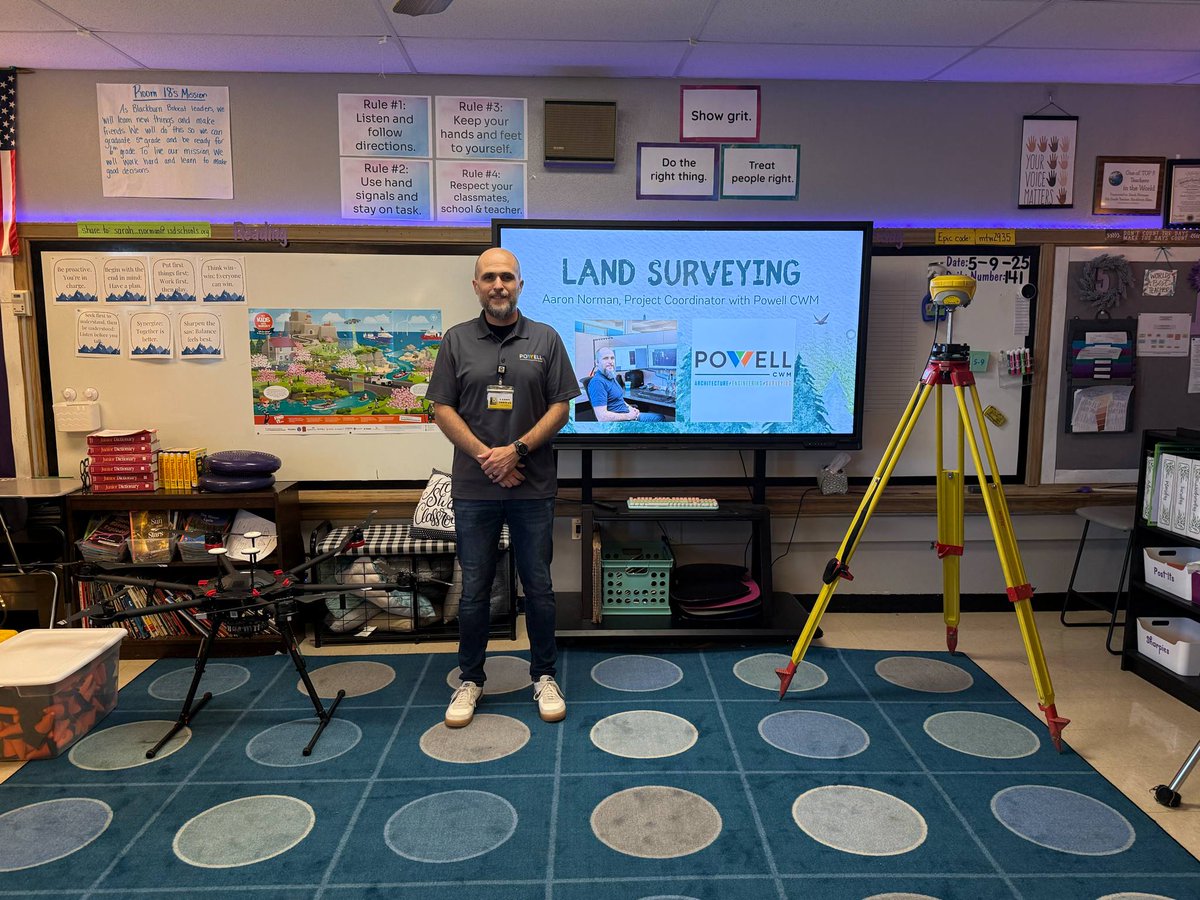 Great to see Brand Sponsors Powell CWM using their posters to inspire the next generation!

Project Coordinator, Aaron Norman recently represented Land Surveying to a local elementary school on their Career Day.

Thank you for sharing! Get involved:  ow.ly/Z0LK50Wq0Zt