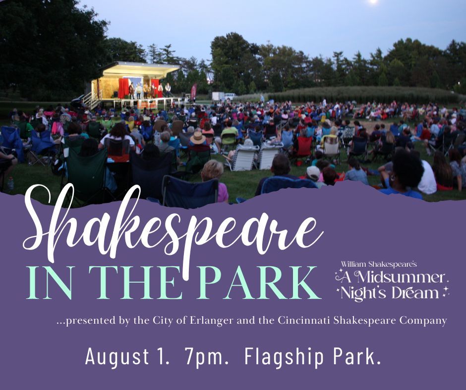 🌙 Join us under the stars for an evening of drama, laughter, and timeless words. Shakespeare in the Park is back with A Midsummer Night's Dream. Please bring your own chairs, blankets, and refreshments. buff.ly/Za9SVr6 #erlangerevents
