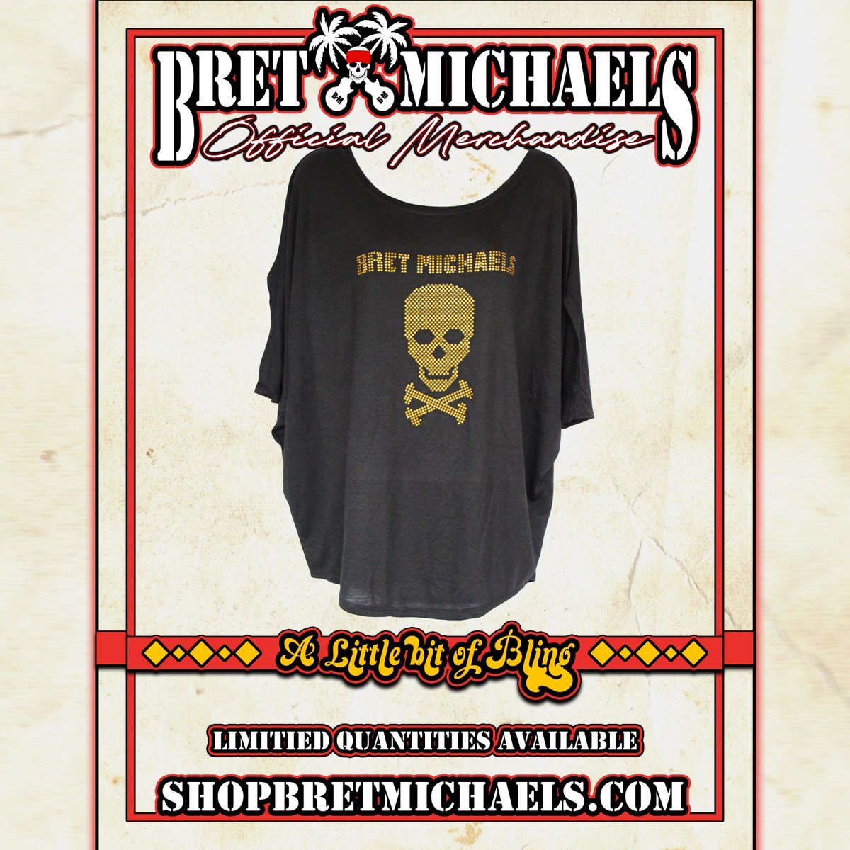bretmichaels's tweet image. Add a little Bret Michaels bling to your wardrobe with this ladies' dolman top. Limited quantities remain and are on sale today only! Check out shopbretmichaels.com/bret-michaels-… for more information or visit the Linktree in bio.
#Bling #OfficialMerch #ShopBretMichaels #OnSale