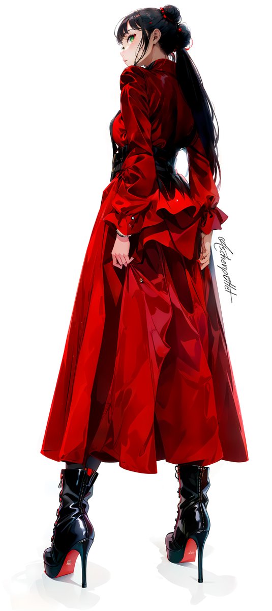 HohemAbsatz's tweet image. ✨深紅の優雅とハイヒール/Crimson Elegance with High Heels✨