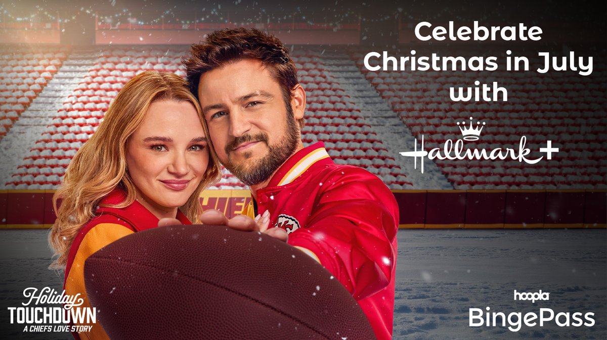hooplaDigital's tweet image. 🏈❤️ Snowflakes meet stadium lights in Holiday Touchdown: A Chiefs Love Story! Watch it now with the Hallmark+ BingePass and bring the holiday magic to July. 📺 hoopla.app.link/9lyi1EBqGUb @hallmarkplus #christmasinjuly #hooplabingepass #holidaytouchdown