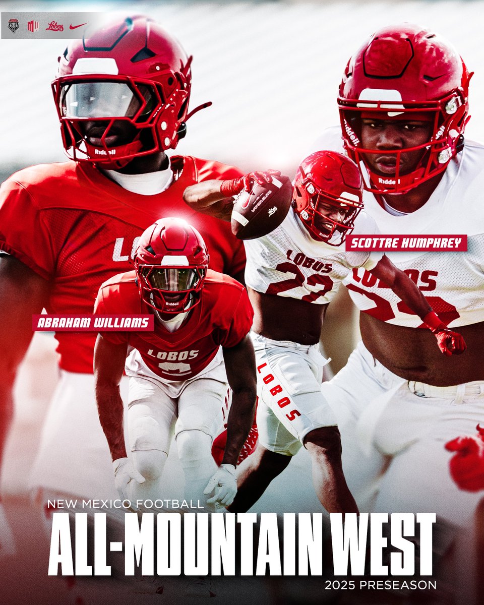 New Mexico Football (@unmlobofb) on Twitter photo Preseason recognition from <a href="/MountainWest/">Mountain West</a> for the Lobos π’
<a href="/abrahamw44/">Abraham Williams</a> & <a href="/ScottreHumphrey/">Scottre humphrey</a>
#GoLobos | πΊπ | #MWFB Preseason recognition from <a href="/MountainWest/">Mountain West</a> for the Lobos π’
<a href="/abrahamw44/">Abraham Williams</a> & <a href="/ScottreHumphrey/">Scottre humphrey</a>
#GoLobos | πΊπ | #MWFB