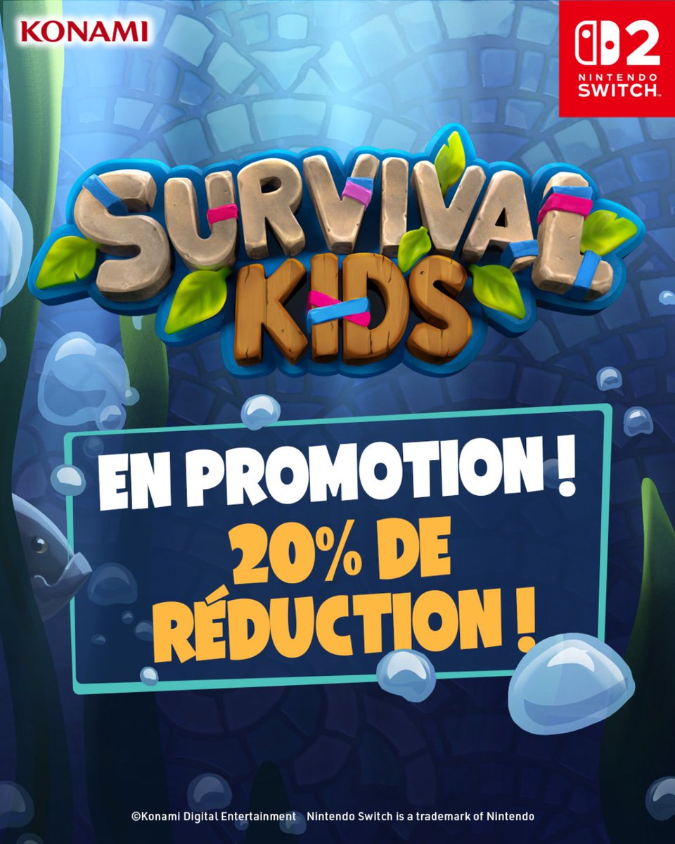 KONAMIFR's tweet image. Survival Kids est disponible à -20 % ! 🏝️
Et n'oubliez pas : grâce à la fonction GameShare de la Nintendo Switch 2, vous pouvez jouer avec deux autres amis en local avec un seul exemplaire du jeu !
Obtenez l'offre ICI : bit.ly/SKids-NSW2-FR
#SurvivalKids #NintendoSwitch2