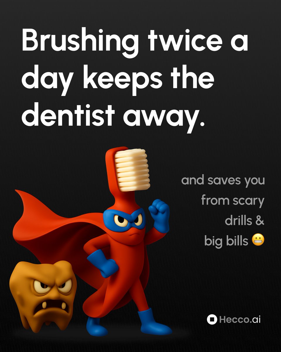 Hecco_AI's tweet image. Brushing twice a day (or rinsing after meals) = fewer cavities, no dental drama. 🦷
Small habit, big impact. Skip the drill—just brush. 🪥😬

#OralHealth #BrushingTips #DentalCare #HealthyHabits #HeccoAI