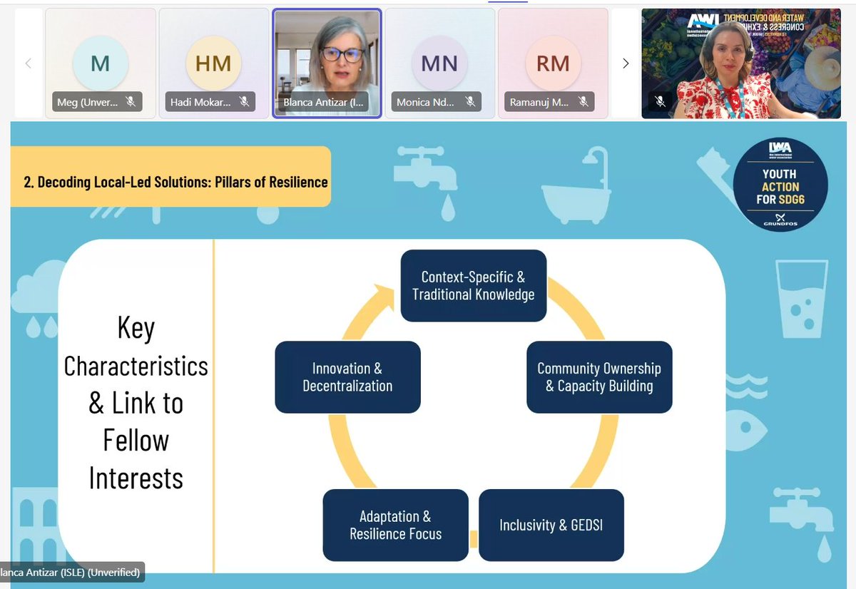 IWA YWP (@iwaywp) on Twitter photo The <a href="/IWAHQ/">International Water Association</a> <a href="/grundfos/">Grundfos</a> #youthaction4sdg6 fellows are developing their skills and expertise via a series of online trainings. This week, #IWAfellow #BlancaAltizar, from <a href="/isleutilities/">Isle Utilities</a>, joined and shared her knowledge on #resilience and #localledsolutions in the #watersector. The <a href="/IWAHQ/">International Water Association</a> <a href="/grundfos/">Grundfos</a> #youthaction4sdg6 fellows are developing their skills and expertise via a series of online trainings. This week, #IWAfellow #BlancaAltizar, from <a href="/isleutilities/">Isle Utilities</a>, joined and shared her knowledge on #resilience and #localledsolutions in the #watersector.