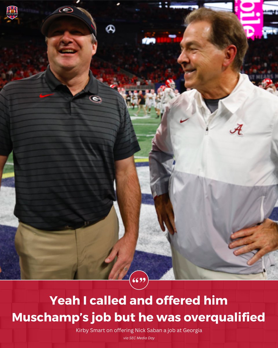 aaw_network's tweet image. Kirby Smart got the jokes π
With rumours currently flying around speculating of Nick Saban returning to coaching, Kirby Smart isnβt exactly convinced thereβs much truth to the matter.
#CollegeFootball | #GoDawgs | #RollTide