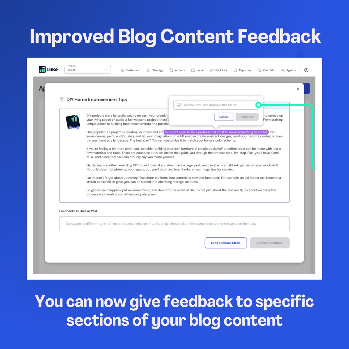 Even someone as perfect as Kit needs a little training sometimes. 😇💻

We’ve dropped some updates recently to make working with Kit even smoother:

📝 More Control Over Blog Content
Give feedback on specific sections of Kit’s proposed content — Kit is exceptionally patient with