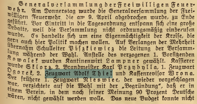 wojtekorlinski's tweet image. Kōncek familyjnyj gyszichty - prastarzik Adolf Thiel kery boł fejrmōnem a trefiosz na niego we starym zajtōngu ze 1933 r. (Kattowitzer Zaitung ze 14 moja 1933 r.)
