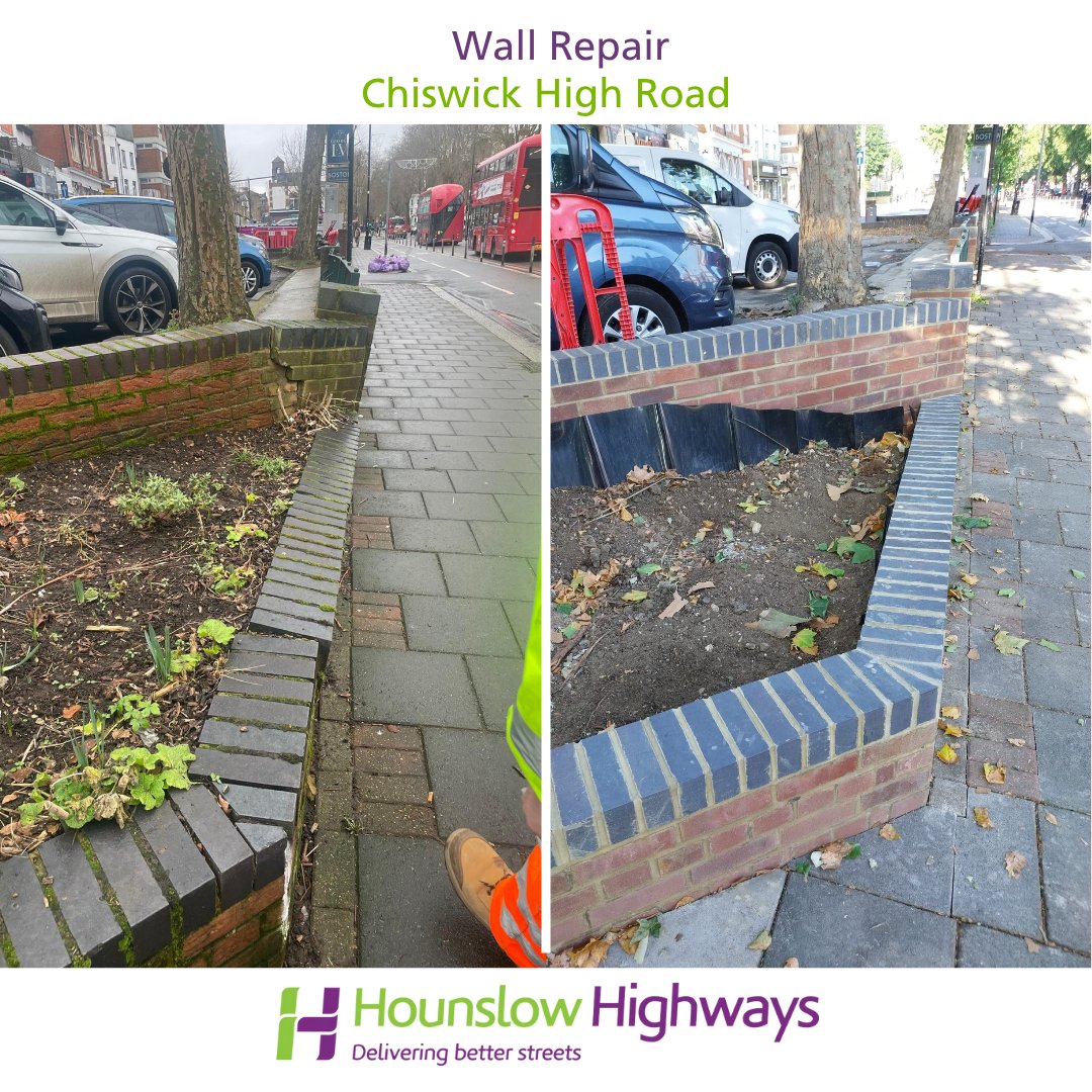 Hounslow Highways (@hounslowhways) on Twitter photo 🧱 Wall Repair Complete on Chiswick High Road✨
#HounslowHighways #Chiswick <a href="/LBofHounslow/">Hounslow Council</a> 🧱 Wall Repair Complete on Chiswick High Road✨
#HounslowHighways #Chiswick <a href="/LBofHounslow/">Hounslow Council</a>