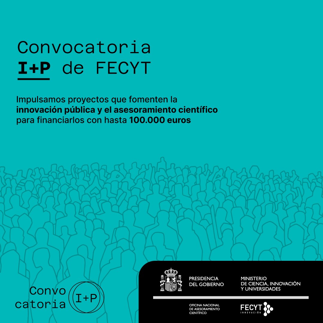 PC_UVa's tweet image. 📢Convocatoria I+P de la @FECYT_Ciencia
Fin plazo: 17/09
💡Buscan proyectos que impulsen la innovación y el de asesoramiento científico
🎯¿Beneficiarios? Organismos que promuevan la transferencia de I+D
🔗convocatoriaip.fecyt.es
