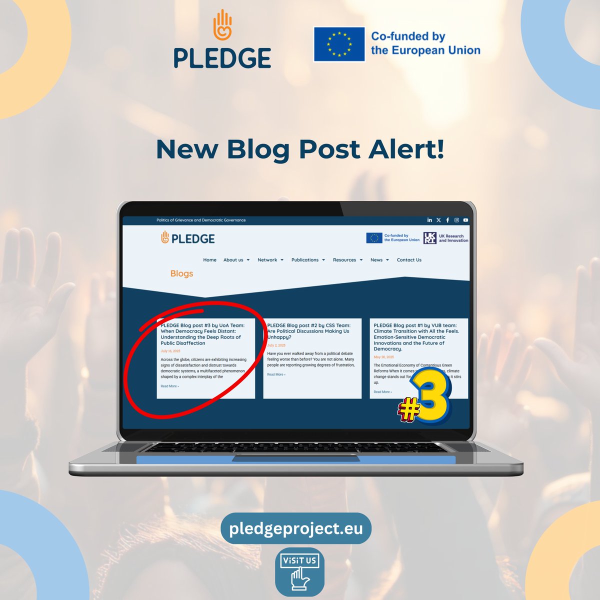 PledgeHorizon's tweet image. PLEDGE Blog Post #3
📰Why are citizens across Europe feeling alienated from democratic processes? What fuels the growing sense of disconnection from institutions meant to represent them?
📍 Read it here: pledgeproject.eu/pledge-blog-po…