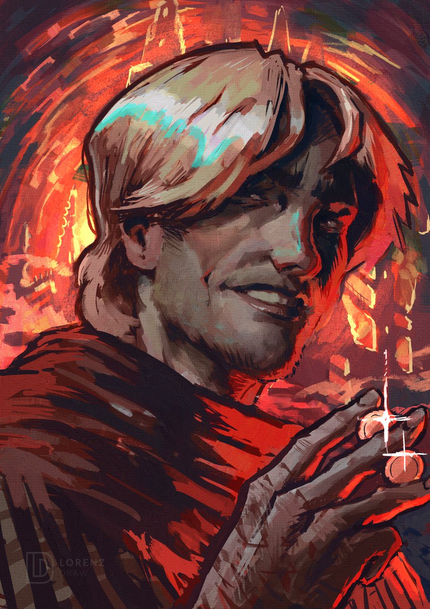 herr_lorenz_'s tweet image. Kelsier al estilo Disco Elysium! Encargo de threyline (en insta) y firmado por @BrandSanderson en Celsius ^^