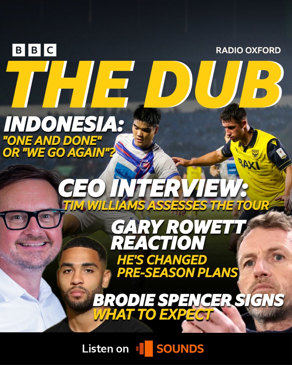bbcoxfordsport's tweet image. This week on The Dub, our @OUFCOfficial podcast - #oufc post-Indonesia, Tim Williams, Gary Rowett & Brodie Spencer! 💛
🔊 Tap the link to listen on BBC Sounds or anywhere you get your podcasts ⤵️
bbc.co.uk/sounds/play/p0…
📷: Getty
