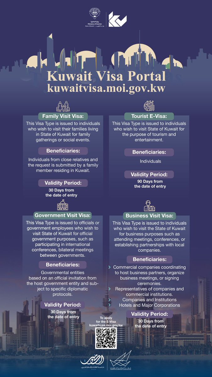 منصة كويت فيزا
Kuwait Visa Portal

kuwaitvisa.moi.gov.kw

#CGCKuwait