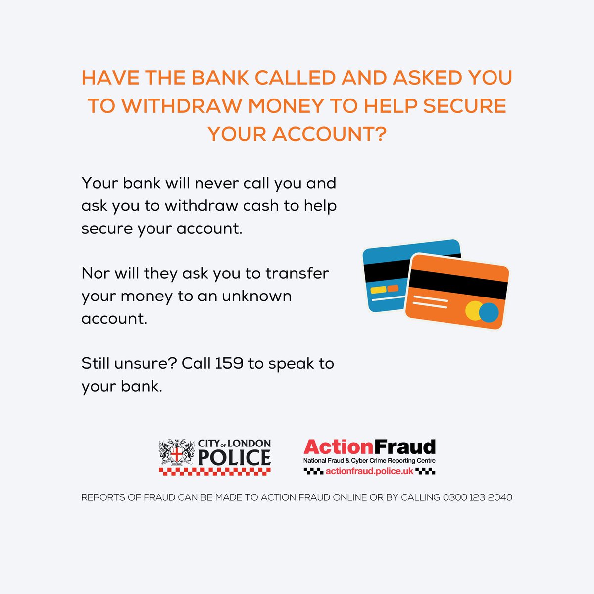 VictimsFirstTV's tweet image. Your bank will never call you and ask you to withdraw cash to help secure your account. This is courier fraud. If you are still unsure, call 159 to speak to your bank
In the Thames Valley £2 million have been lost to courier fraud last year 💳🏦💷
shorturl.at/7tz1O