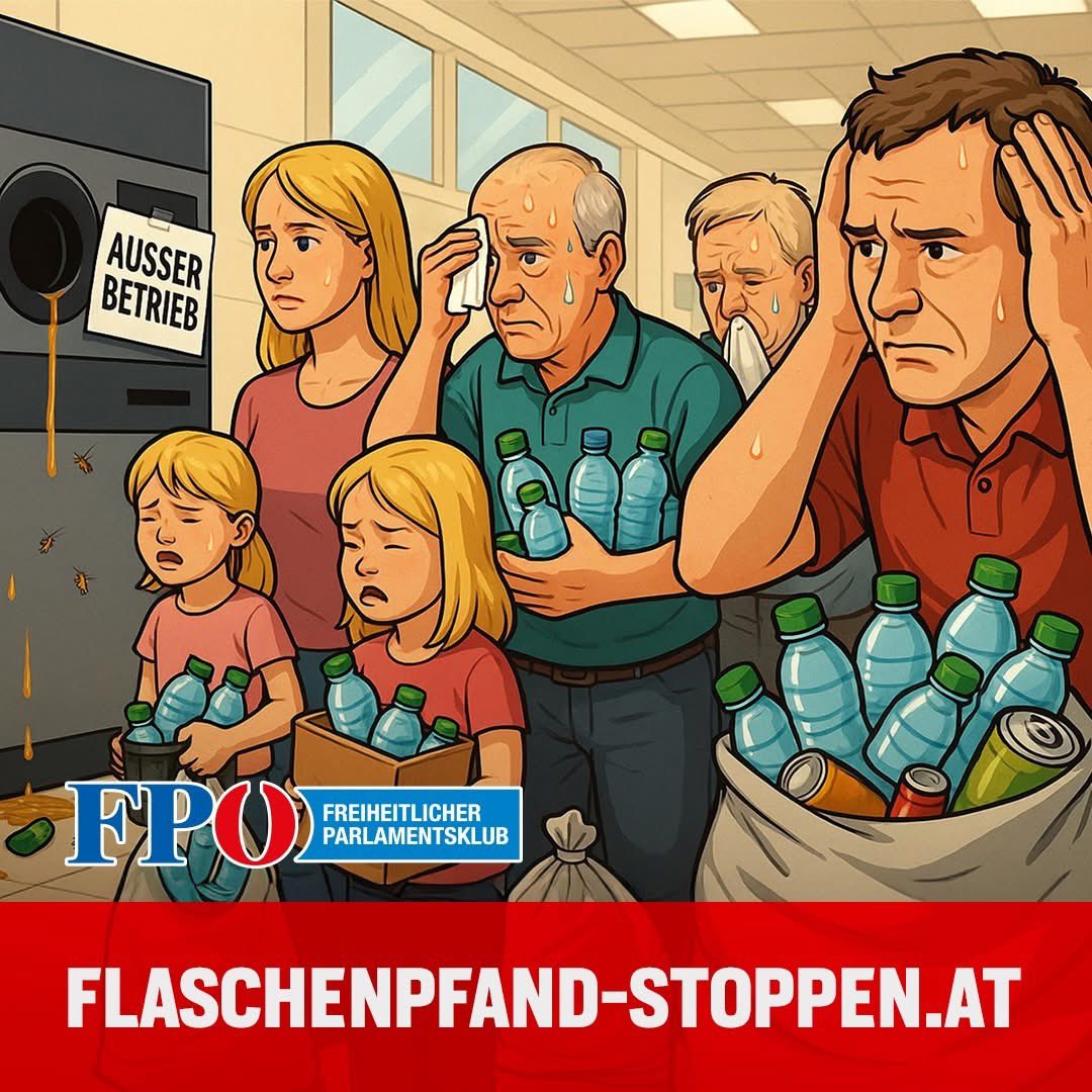 FPOE_TV's tweet image. Ein klares Nein zum Einwegpfand! – Teuer. Ungerecht. Nutzlos. Bis zu 235 Euro Mehrkosten pro Jahr für eine 5-köpfige Familie! Versteckte Preissteigerungen, verlorene Pfandbeträge und Zeitaufwand belasten vor allem Familien mit kleinem Einkommen.
🛑Wir sagen: Schluss damit!…
