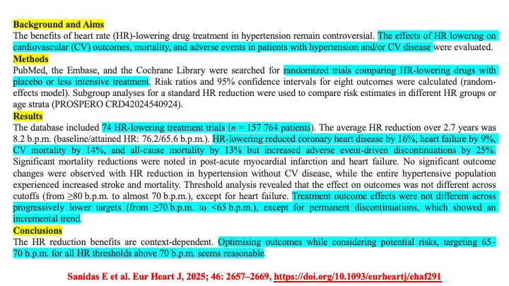drraviele's tweet photo. 📌 In 👫 w/ #hypertension/CVD
👉 HR-lowering #drugs ⬇️
✅ #CHD by 16%
✅ #HF by 9%
✅ CV #death by 14%
✅ all-cause death by 13%
👉 but ⬆️
✅ AEs-driven discontinuations by 25%
#CardioTwitter #MedTwitter #Metanalysis @DrMarthaGulati @AnastasiaSMihai @SeguraCardio @ErinMichos https://t.co/FBBbJlC76p