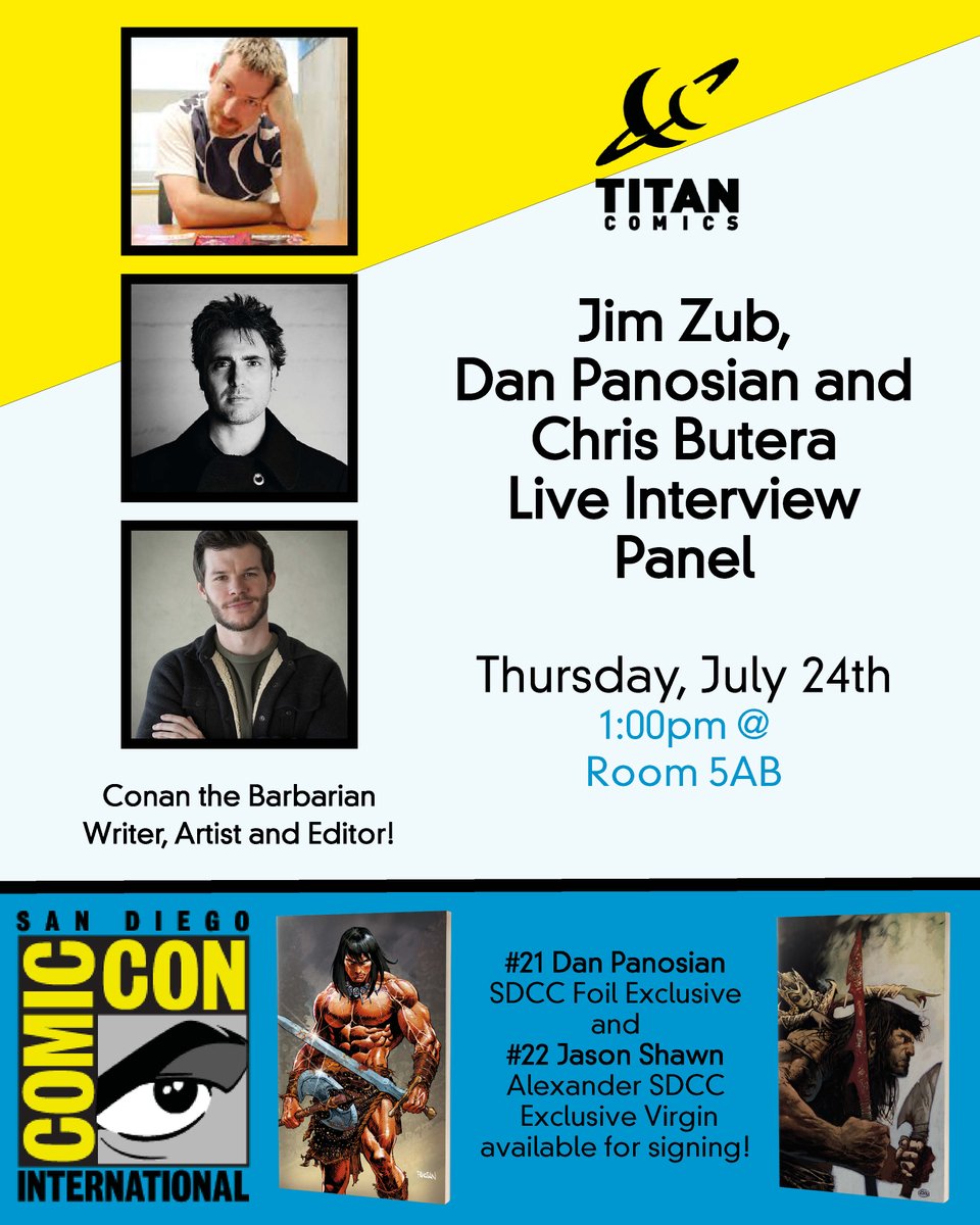 ComicsTitan's tweet image. NOT LONG TO GO TILL SDCC! Don't forget to check out the live panel:
Interview: 1pm - Thursday July 24th @ Room 5AB
sched.co/26wg8#SDCC
@JimZub @HeroicSignature @urbanbarbarian