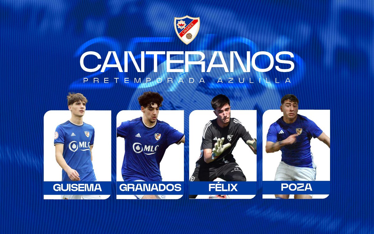 🔵 #PretemporadaAzulilla 

Guillermo Guisema, Sergio Granados, Félix y Álvaro Poza de <a href="/LinaresCantera/">Linares Deportivo Cantera 💙⚽️</a>, se pondrán a las órdenes de Pedro Díaz desde el próximo 24 de julio. ⚽️

#EsLoQueEres 💙