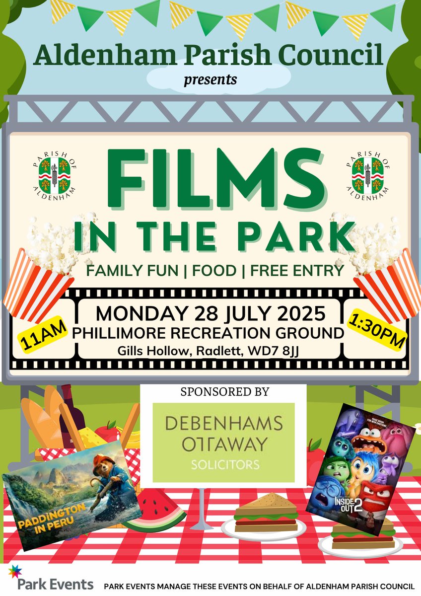Join us this summer for two fantastic free events at Phillimore Recreation Ground. 🎬🍿🍦☀️
Please note the car park will be closed, if you need to book a blue badge space please call 01923 856433 but spaces will be limited. Please do try and walk to these events.